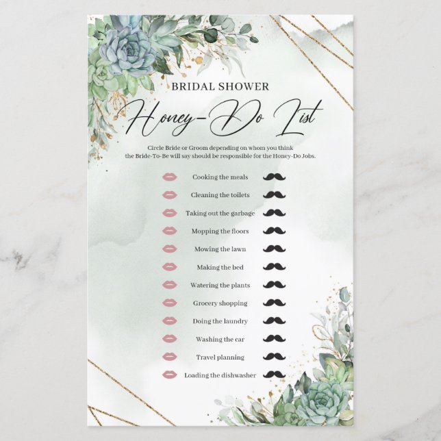 Boho succulents eucalyptus guld honey-Do List (Framsida)