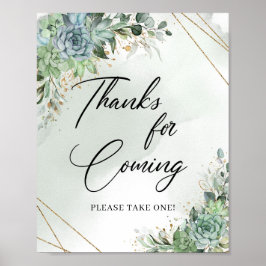 Boho succulents eucalyptus guld Tack för att du ko Poster