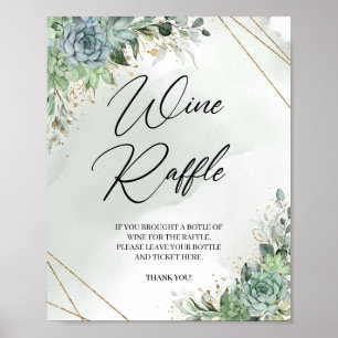 Boho succulents eucalyptus guld Vin Raffle-spel Poster