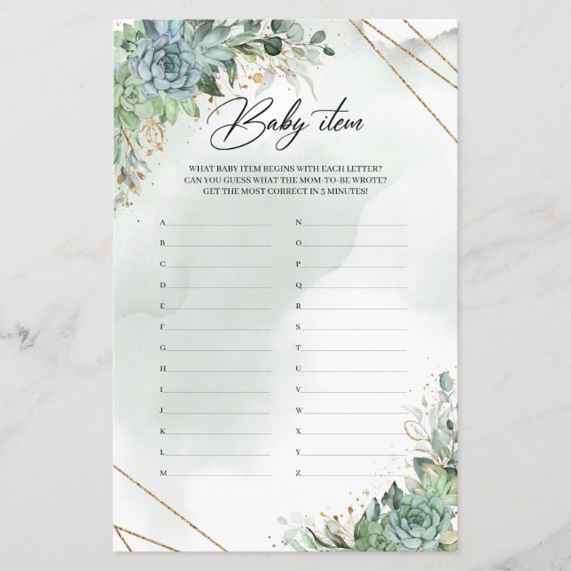 Boho succulents grönt foliage guld ram Baby (Framsida)