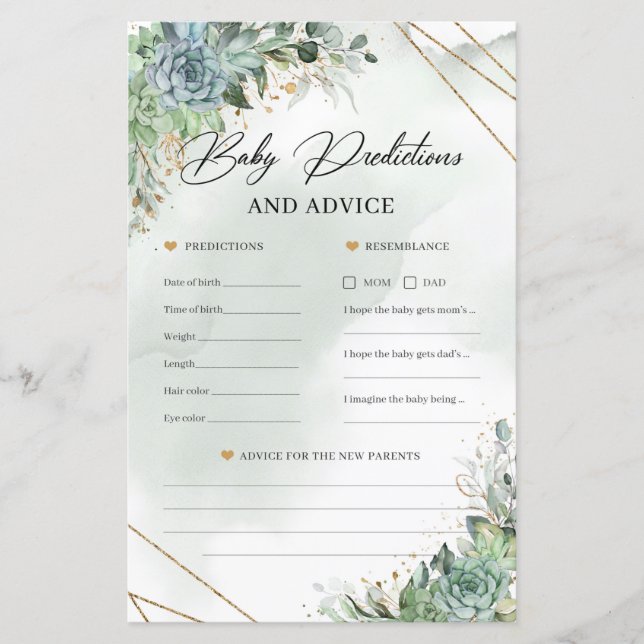 Boho succulents guld Baby preditions and Advice (Framsida)