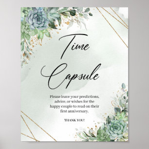 Boho succulents guld ram Time capsule-spelskylt Poster