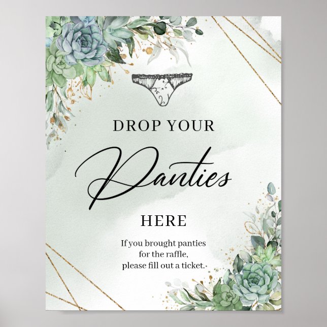 Boho succulents guld Släpp dina trosor här Poster (Framsidan)