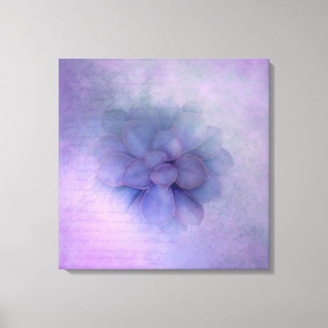Boho Succulents on Lavender Textured Background Canvastryck (Framsida)