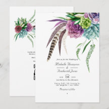 Boho-succulentväxter QR-kod RSVP Bröllop