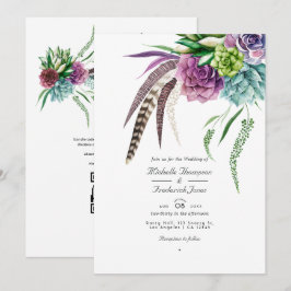 Boho-succulentväxter QR-kod RSVP Bröllop Inbjudningar