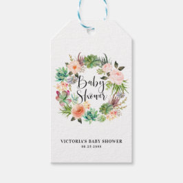 Boho Succulous Blommigt WandeBaby Shower Tack Presentetikett