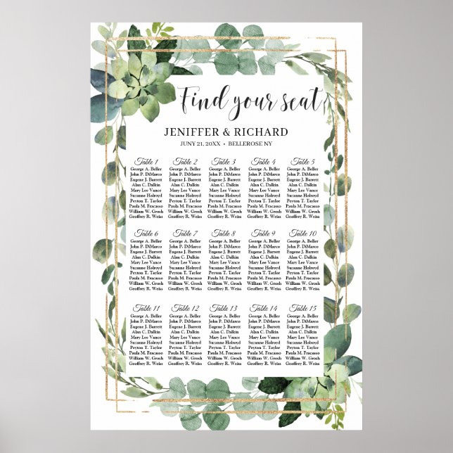 Boho succulous löv blommigt guld geometric poster (Framsidan)