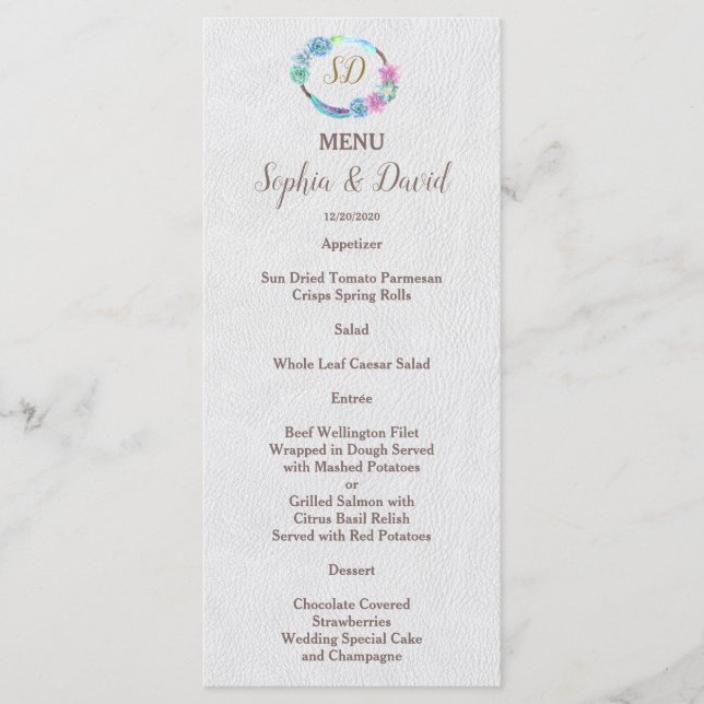 Boho Succuls Cactus Wandeand Bröllop Menu Meny (Framsida)