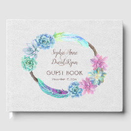 Boho Succulus Cactus Wandeand Bröllop Gästböcker