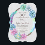 Boho Succulus Cactus Wandesen 30års födelsedag Par Inbjudningar<br><div class="desc">Modern,  rustik kortdesign med vattenfärgad,  suckande kaktus-krans med färgstarka fjädrar och handstil typsnitt,  på vit texturerad bakgrund. Använda Anpassa verktyg om du vill lägga till din information. Om du vill ha matchande artiklar,  gå till min samling av Succulent Cactus Wand Bröllop.</div>