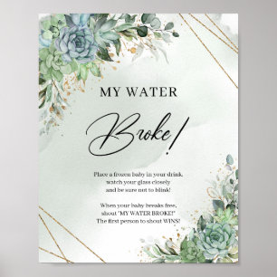 Boho succuly faux guld Mitt Vatten Fattig Poster