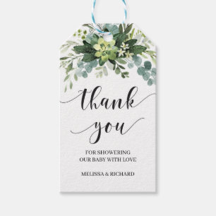 Boho succuly grey foliage babydusch presentetikett