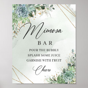 Boho suckulenter eukalyptus guld mimosa bardskylt poster
