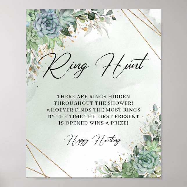 Boho suckulenter eukalyptus guld ram Ring jakt Poster (Framsidan)