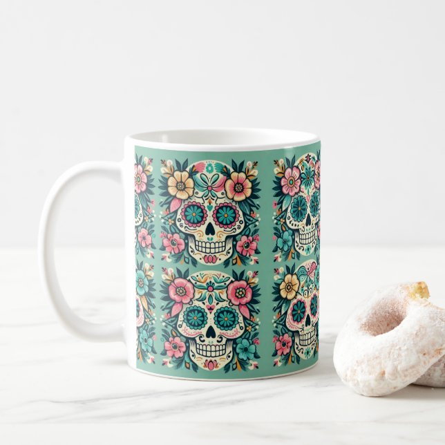 Boho SugarSkulls Kaffemugg (Med munk)
