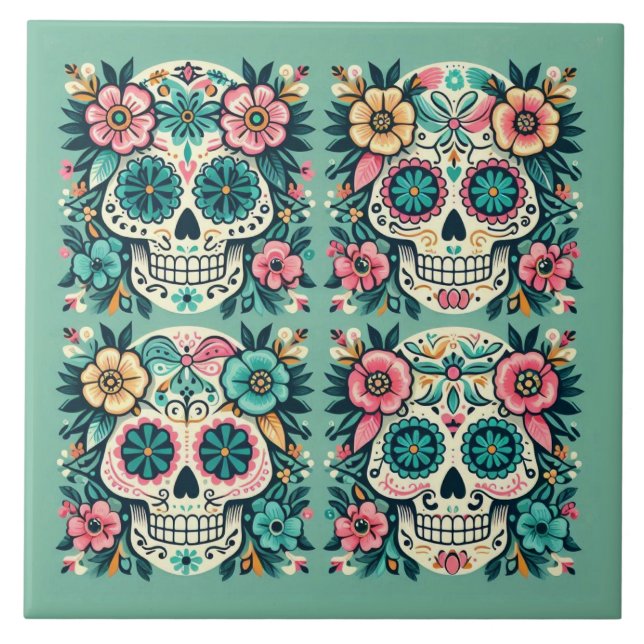 Boho SugarSkulls Kakelplatta (Framsidan)