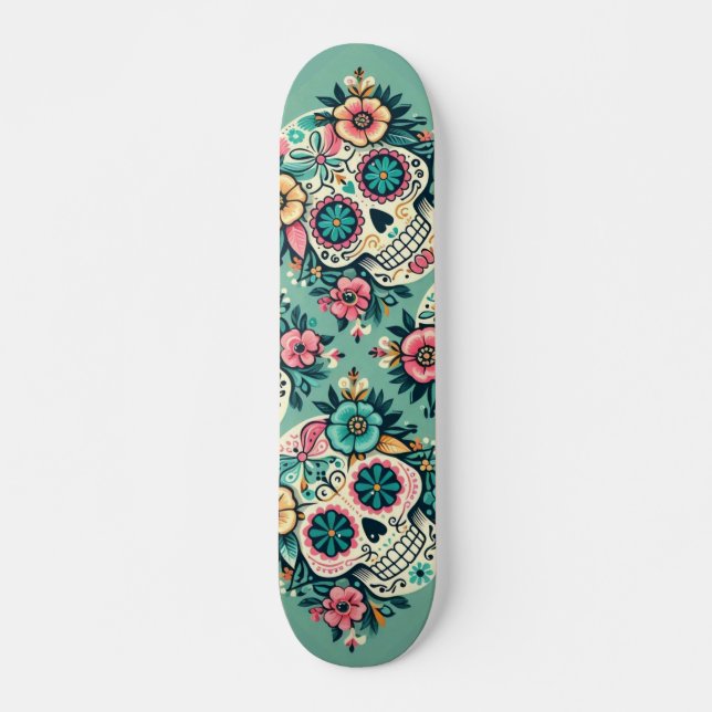 Boho SugarSkulls Mini Skateboard Bräda 18,5 Cm (Framsida)