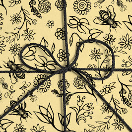 Boho Summer Blommigt honey Bee Mönster Gult Cute Presentpapper