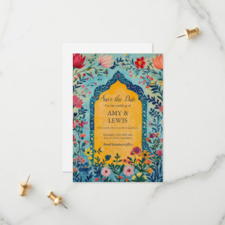 Boho Summer Blue Floral Save the Date Invitation Spara Datumet