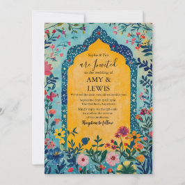Boho Summer Blue Floral Wedding Invitation Inbjudningar