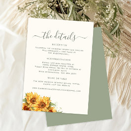 Boho summer floral garden wedding guest details tilläggskort