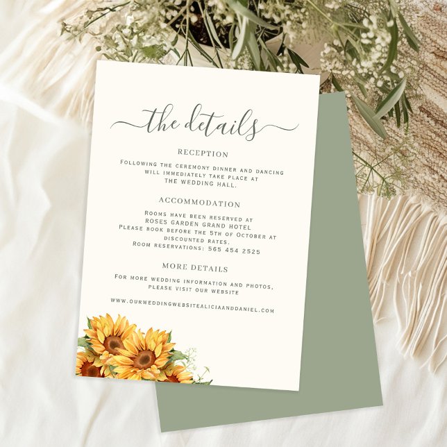 Boho summer floral garden wedding guest details tilläggskort (Skapare uppladdad)