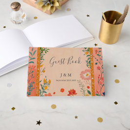 Boho Summer Pink Floral Wedding Gästböcker