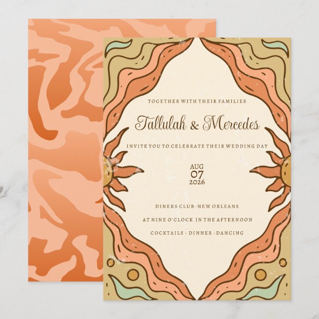 Boho Summer Sun Wedding Inbjudningar (Fram/baksida)