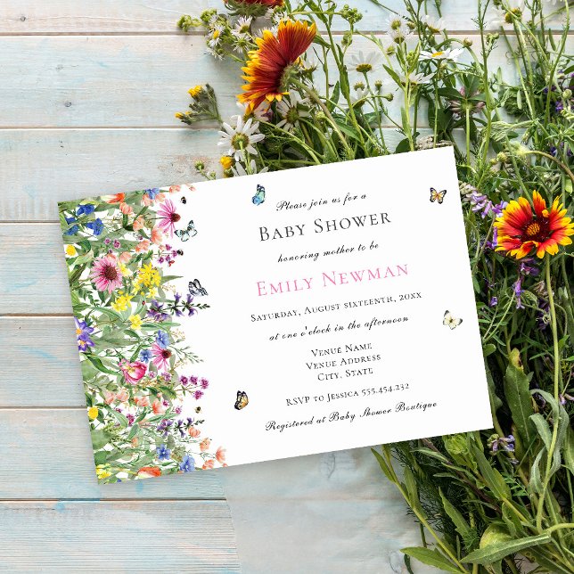 Boho Summer Wildblomma Baby Shower-inbjudan Inbjudningar (Skapare uppladdad)