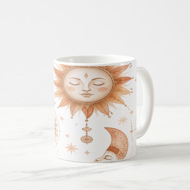 Boho Sun and Moon Celestial Mug Kaffemugg (Framsida höger)