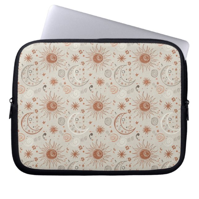 Boho Sun and Moon Pattern Laptop Fodral (Framsidan)