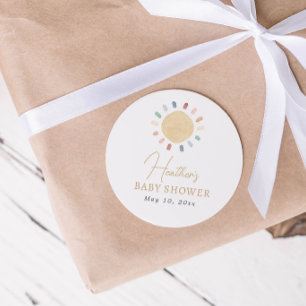 Boho Sun Baby Shower-klistermärke Runt Klistermärke