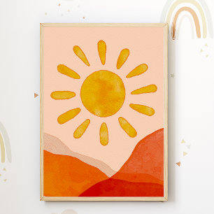 Boho Sun Barnrum Poster Söt Nursery Print