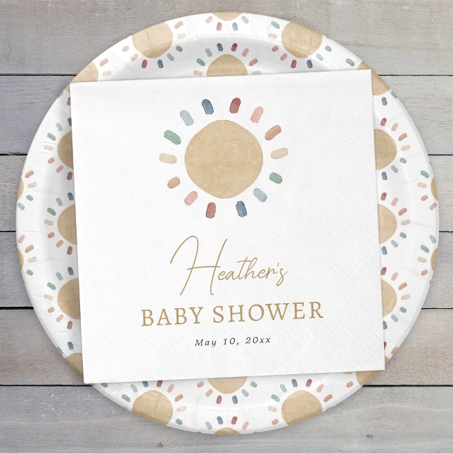 Boho Sun Bebis Shower Pappersservett (Boho Sun Baby Shower Napkins
)