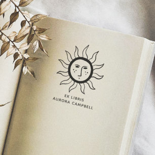 Boho Sun Bokmärke Från Namns Bibliotek Stämpel