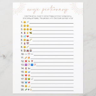 Boho Sun Emoji Baby Shower Lek