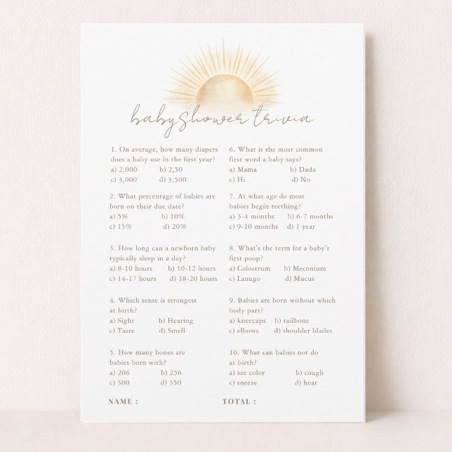 Boho Sun Här kommer sonen Baby Shower Spelkort Inbjudningar (Skapare uppladdad)