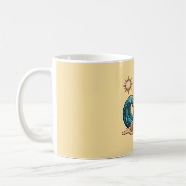 Boho Sun, Moon, and Ocean Wave Aesthetic Mug Kaffemugg (Vänster)