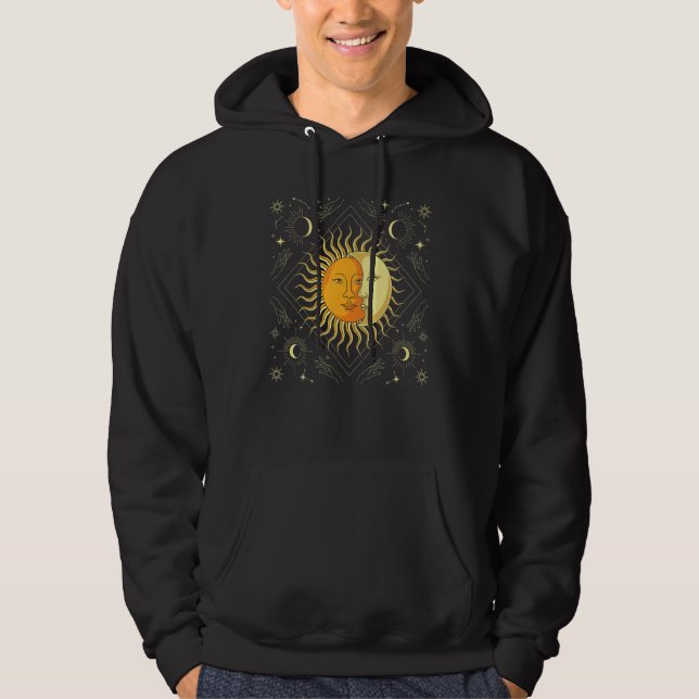 Boho Sun Moon Celestial Bodies Astronomy Universe  Hoodie (Framsida)