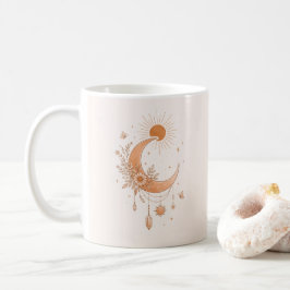Boho Sun & Moon Floral Ceramic Mug Kaffemugg