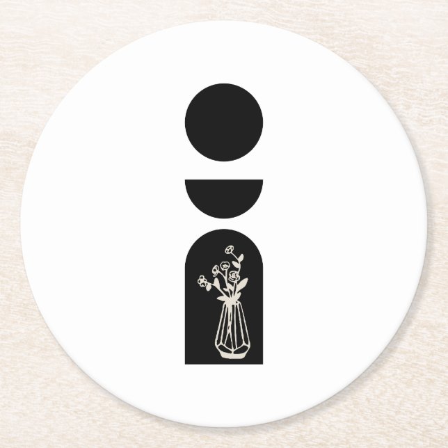 Boho Sun Moon Flower Pot boho bohemian Underlägg Papper Rund (Framsidan)