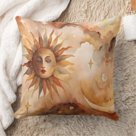 Boho Sun & Moon | Minimalistisk Celestial Dekor fö Kudde