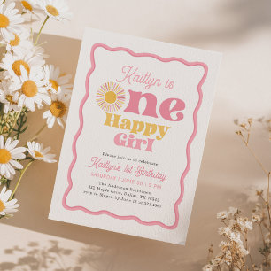 Boho Sun One Happy Girl 1-årsdag Inbjudningar