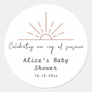 Boho Sun Tack Baby Shower årsdag Runt Klistermärke