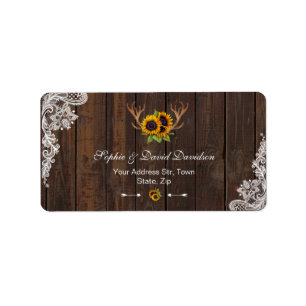 Boho Sunblommor Antlers Wood Snöre Bröllopsprogram Adressetikett