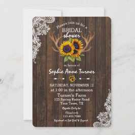 Boho Sunblommor Antlers Wood Snöre Möhippa Inbjudningar