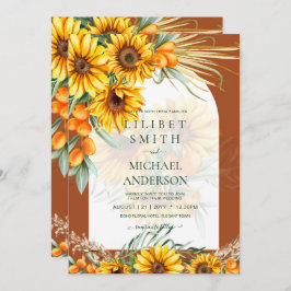 BOHO Sunblommor Pampas Grass Bröllop Terracotta