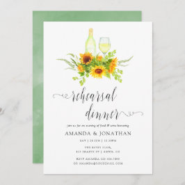 Boho Sunblommor Rehearsal Dinner Vin Tasting Inbjudningar