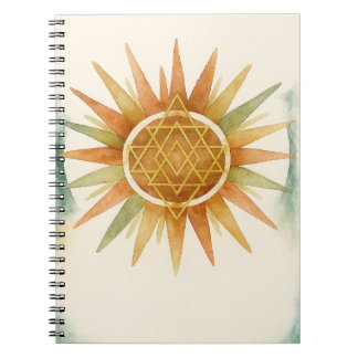 Boho Sunburst Watercolor Notebook – Personalized Anteckningsbok